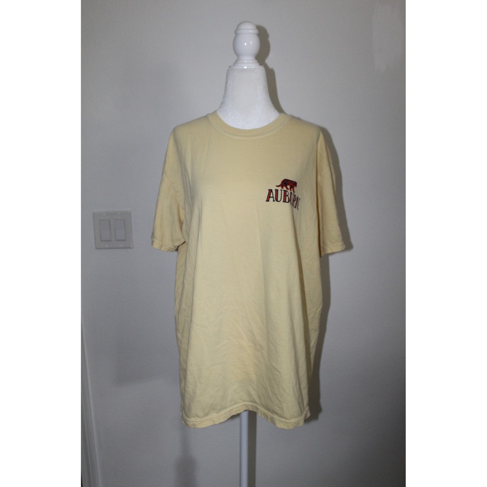Comfort Colors Auburn Tigers T Shirt Yellow Short Sleeve Graphic Tee Large 1877